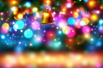 Poster - Festive celebration background with luminous ornaments and twinkling bokeh effects for holidays