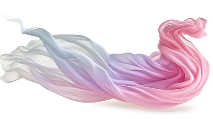 Poster - floating silk fabric with a soft gradient from white to lilac and pink on a white background