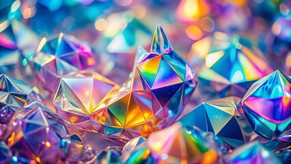 Poster - Vintage Holographic Unicorn Crystal Patterns: Iridescent Rainbow Glass Textures