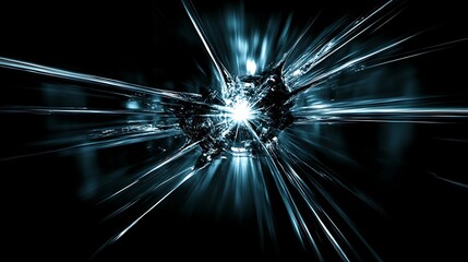 Poster - Illuminating digital surge with radiant rays and intricate fractals on dark canvas