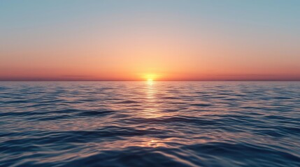 Poster - Sunset over ocean landscapes idea. A serene sunset over calm ocean waters, reflecting various hues of orange and blue.