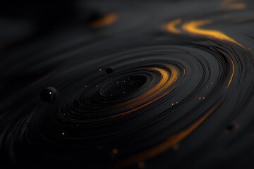 Aufkleber - abstract dark matter swirling with golden light, a dynamic and artistic representation