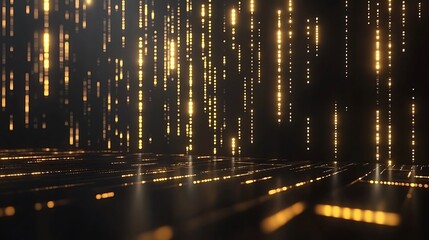 Aufkleber - Abstract digital background with golden light rain falling, luxury and elegant wallpaper design