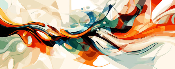 Poster - Abstract expressionism: vivid waves of color in dynamic motion.