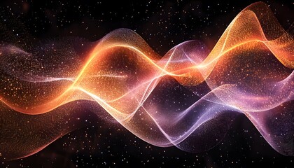 Poster - Abstract Colorful Waves with Light Effects on Dark Background