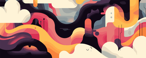 Poster - Abstract colorful fluid shapes with flowing lines and organic patterns.