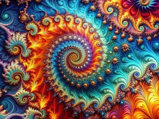 Poster - Vibrant Swirling Fractal Abstract Art Background