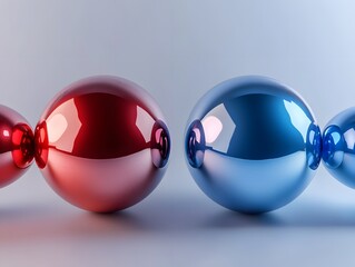 Poster - Colorful Red and Blue 3D Spheres with Smooth Reflection Effect