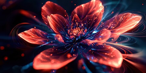 Wall Mural - a flower with red petals and blue stems