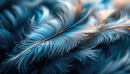Poster - Close-up of blue feathers with delicate soft texture and subtle highlights