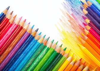 Poster - Vibrant Colored Pencil Crayon Stripes Abstract Background Texture