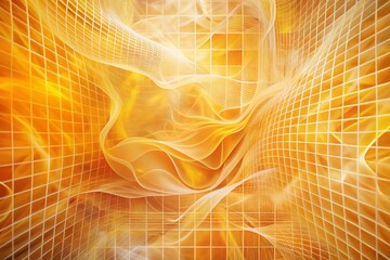 Poster - Surreal Pastel Orange & Yellow Grid Background - Abstract Rectangular Pattern