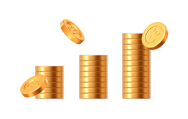 Wall Mural - 3d canadian dollar coins stack. stock vector illustration on isolated background.