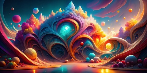 Poster - Surreal Colorful Logo Design Concept: Abstract Shapes and Vibrant Hues