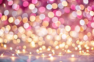 Poster - Sparkling Night Bokeh: White & Pink Glitter Background