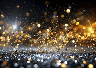 Poster - Sparkling Gold & Silver Particles Explosion: 4K Bokeh Background for Awards, Titles & Videos
