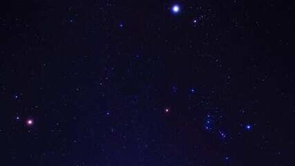 Wall Mural - real milky way stars and orion constellation time-lapse with a wide angle lens from a dark countrysi