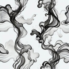 Wall Mural - abstract ink swirls: a monochromatic dance of grey and black