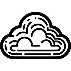 Poster - Cloud vector icon illustration with outline style for weather forecast or cloud storage concept. Cloud with decorative lines and bold stroke for use in digital designs and applications