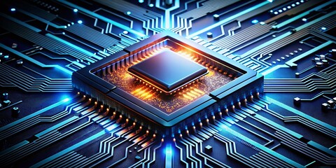 Poster - Silhouette of Advanced AI & CPU System - Powerful Computing Technology