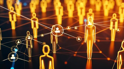 Poster - A dynamic and engaging representation of interconnected human icons, effectively symbolizing the essential themes of networking and collaboration within a modern digital business landscape