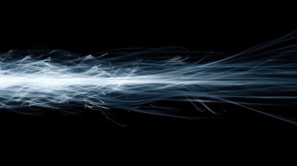 Poster - ethereal light streaks flowing through a dark background, creating motion