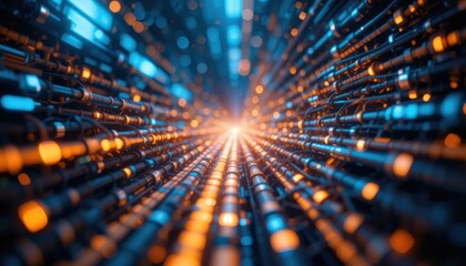 Poster - Dynamic energy flow in a futuristic digital tunnel abstract visualization tech environment close-up perspective conceptual design for seo impact