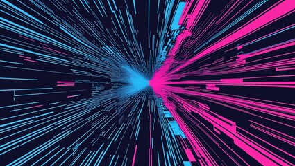 Wall Mural - cyberpunk neon tunnel: a digital speed art
