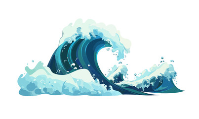 Poster - Minimalist Vector Illustration of Big Ocean Wave in Flat SVG Style