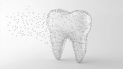 Poster - abstract representation of a tooth with a digital network effect