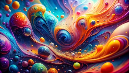Poster - Psychedelic Liquid Dot Background: Vibrant Colors & Shapes Double Exposure Stock Photo
