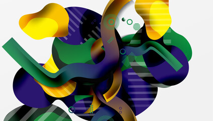 Fototapete - Vibrant abstract background overlapping shapes