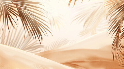 Aufkleber - Summer abstract background beach color soft light with palm leaves and shadows