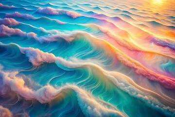 Poster - Pastel Wavy Abstract Background: Aerial View, Soft Color Swirls, Dreamy Texture