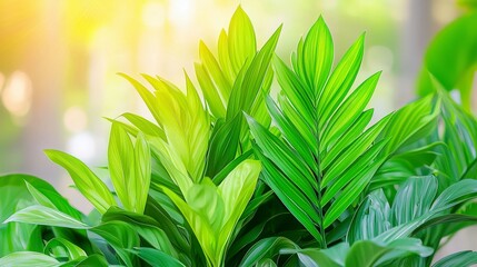 Poster - Green Leaves bathed in sunlight: Lush, vibrant green leaves capture the warm embrace of the sun, casting a captivating glow and showcasing nature's artistry.