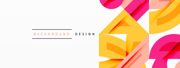 Poster - Abstract geometric background with shapes, featuring circular and rounded elements. Bold contrast, smooth gradients, dynamic composition, futuristic style