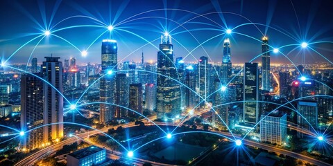 Poster - Panoramic View of Global Network, Business Technology and Affiliate Marketing Success