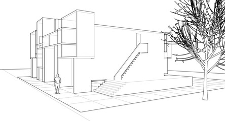Poster - abstract architecture house 3d illustration