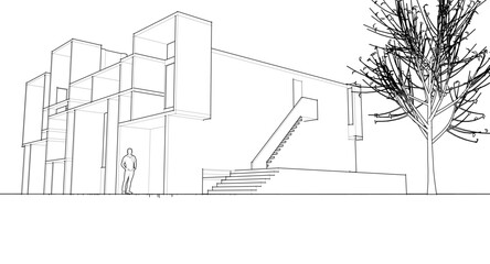 Poster - abstract architecture house 3d illustration