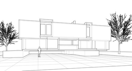 Poster - abstract architecture house 3d illustration
