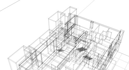 Poster - abstract architecture house 3d illustration