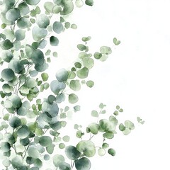 Poster - Watercolor leaves with a soothing blend green and gray tones evoke calmness and serenity.