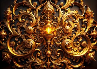 Poster - Opulent Golden Intricate Patterns, Luxury Abstract Background Stock Photo