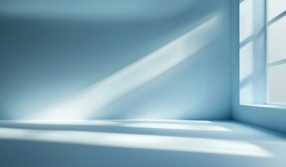 Poster - minimalistic abstract light blue background with shadow and light