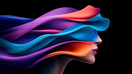 Fototapete - Creating a futuristic atmosphere with dynamic curves and colors reflecting innovation, technology, and creativity in a corporate setting