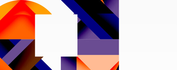 Poster - Abstract geometric composition with interlocking circular and angular shapes, featuring smooth gradients and sharp contrasts on a white background