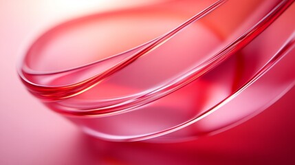 Poster - Curved glass sculpture with red stripes showcasing modern craftsmanship against a vibrant red background