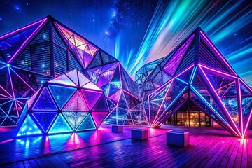 Poster - Night Photography: Geometric Shapes Illuminated in Darkness