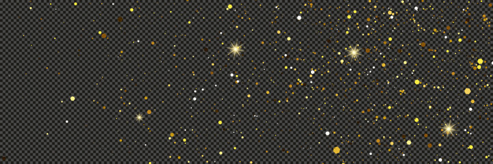 Wall Mural - gold glittering dust with stars on transparent backdrop
