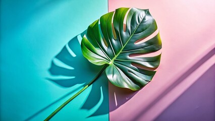 Poster - Monstera Shadow: Soft Background Fashion Photography